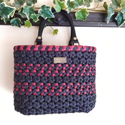 クラフトバンド＊かごバッグL/花結び✤モダンカラー かごバッグ