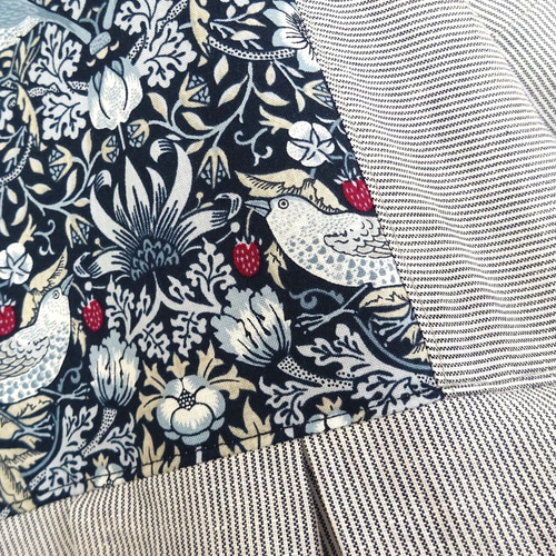 ウィリアムモリス「いちご泥棒」×リネン100%のタックワンピース◇麻