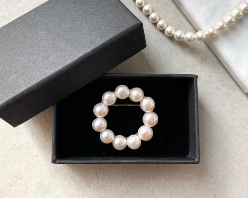 ブローチ】淡水パールのサークルブローチ ブローチ R 通販 18371863