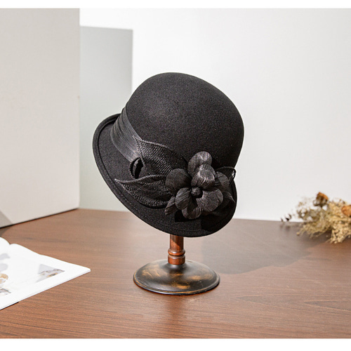 秋冬ファッショナブルなロールエッジハット、エレガントな山茶花の帽子
