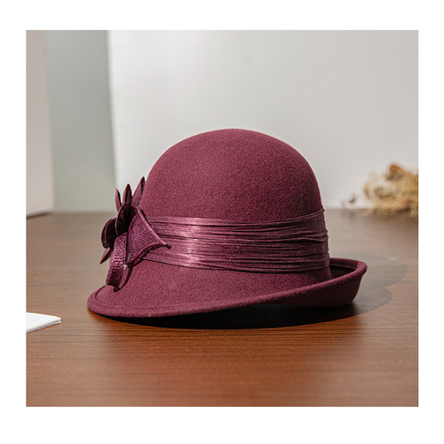 秋冬ファッショナブルなロールエッジハット、エレガントな山茶花の帽子