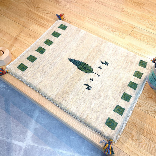 玄関マット みすぼらしい 62x83cm ペルシャ絨毯 ギャッベ 手織り 