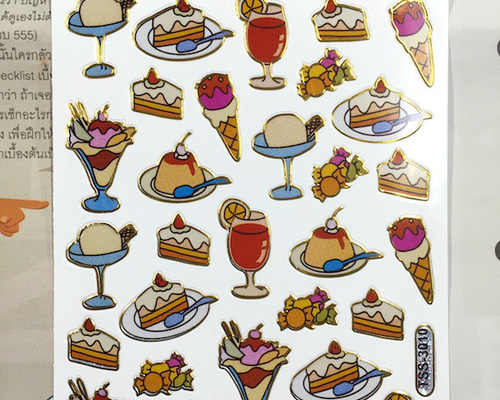 キラキラシール/レトロなデザートイラストシール アイスクリーム