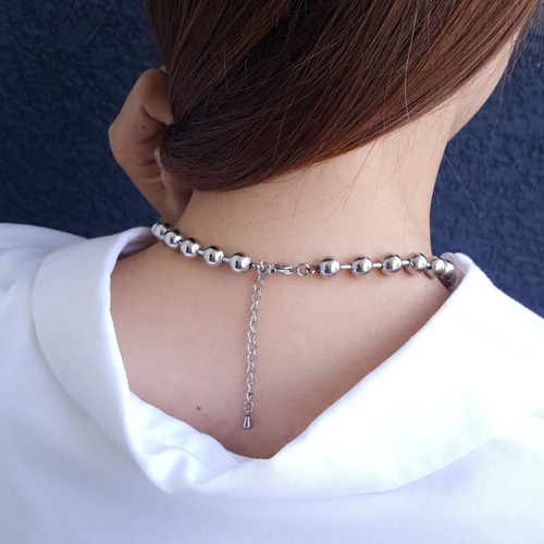1pcs] オールステンレス 8mm ボール チェーン ネックレス アジャスター