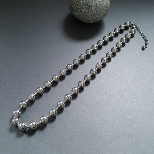 1pcs] オールステンレス 8mm ボール チェーン ネックレス アジャスター