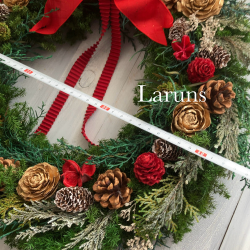 森のリース 赤い木の実の特大クリスマスリース40㎝直径 高級ダブル