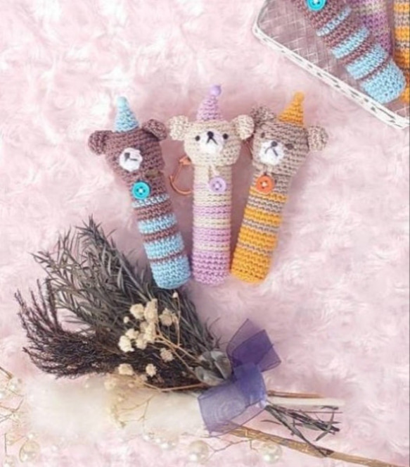 【送料無料】リップクリームの長さが選べる ぱーていくまちゃん　リップケース バックチャーム 3枚目の画像