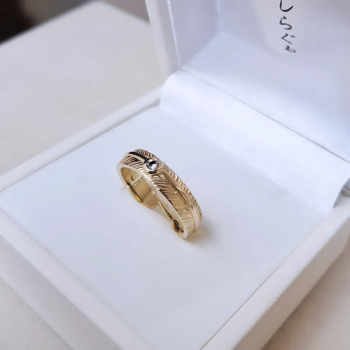k18羽リング 18金 羽の指輪 ダイヤモンド 】 18金フェザーリング k18フェザー指輪