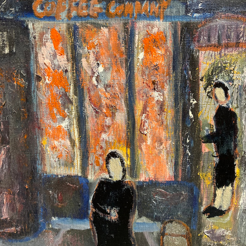 I like shopping①(Coffee Shop)・ F6号(410×318）・油絵 絵画