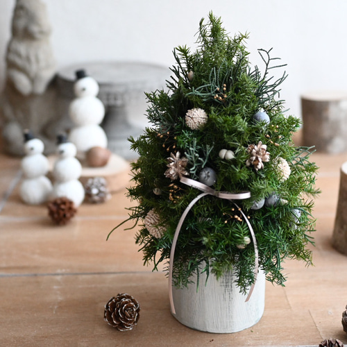 北欧の森ミニツリー23cm＊プリザーブド&卓上サイズツリー プリザーブド