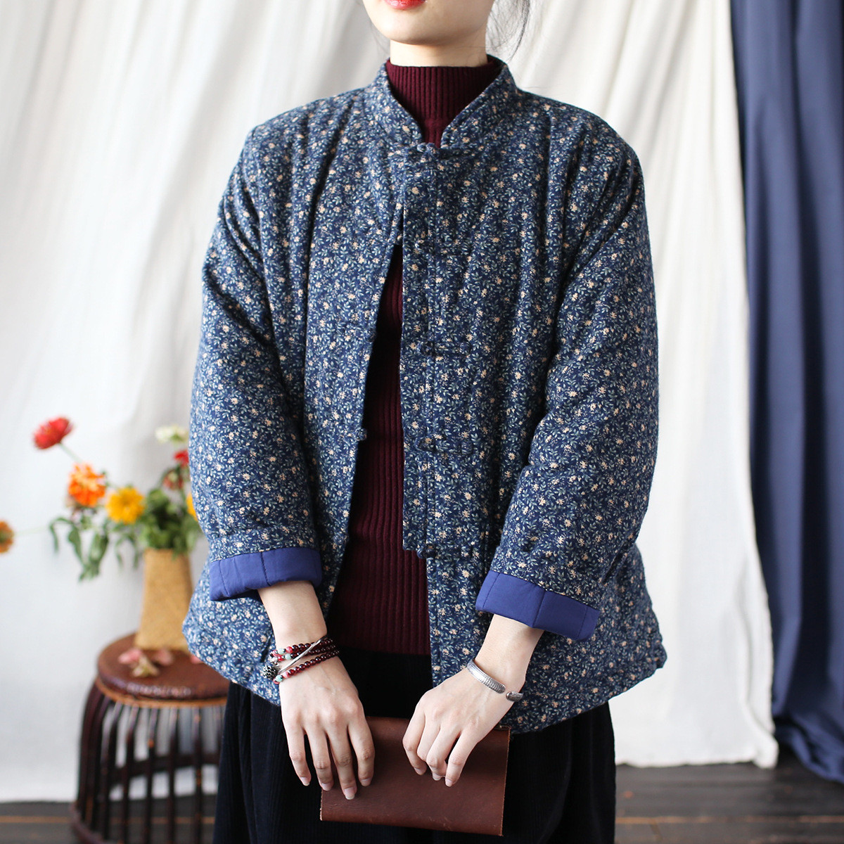 秋冬 綿 コート 花柄 3色 シンプルなデザイン　ジャケット レディース 2306