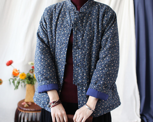古着　派手な花柄ジャケット　コート　花柄 秋冬 綿 コート 花柄 3色 シンプルなデザイン ジャケット
