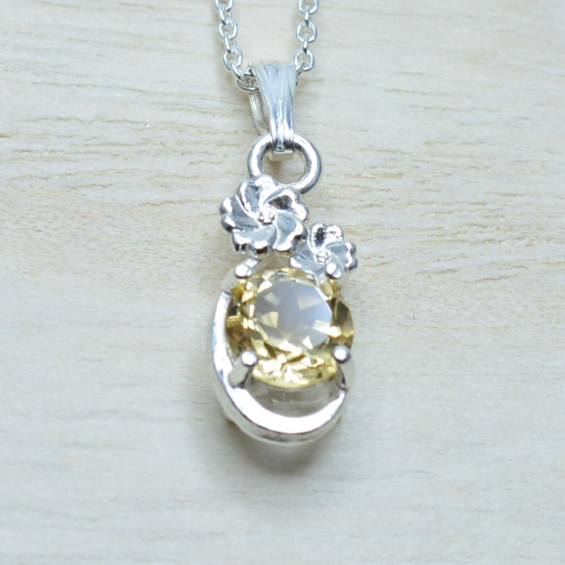 フラワーベゼルさくら　シトリン6mm Silver925 02PF07-01