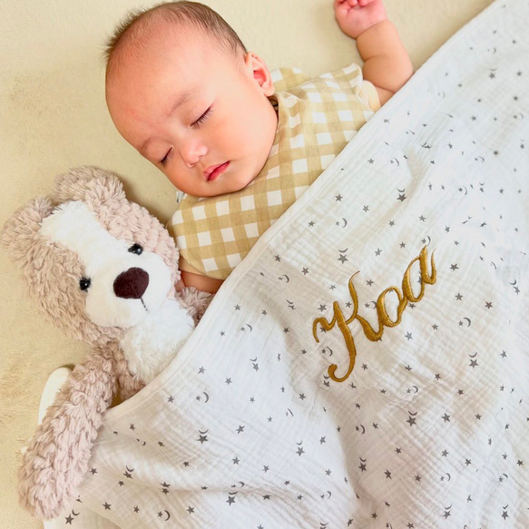 名入れ 刺繍 出産祝い バスタオル バスポンチョ フード付き プレゼント 名前入り スタイ 命名書 誕生日 ブランケット 5枚目の画像