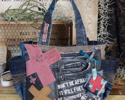 サイドポケットデニムバック No.551 ～ デニムリメイク ショルダー