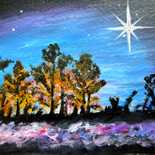 星夜／アクリル画／No53 絵画 original-kyo 通販 18372579