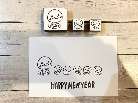 消しゴムはんこ　ヘビ親子 1枚目の画像