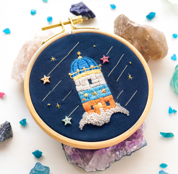 刺繍キット 星降る夜の街より「星降る天文台」《空想街雑貨店》 キット