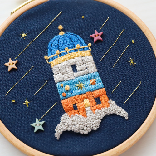 刺繍キット 星降る夜の街より「星降る天文台」《空想街雑貨店》 キット