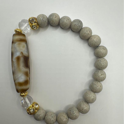 九眼天珠 大仏様掘り 北投石 水晶 ブレスレット 天然石 ブレスレット