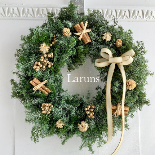 電飾リース/グリーンとブルーの電飾Xmasリース/プンゲンス/ヒムロ杉