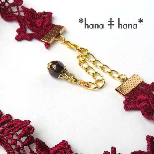 ガーネット風アンティークガラスのチョウカー ガーネット**‡Gothic‡**天然石チョーカー2220 チョーカー *hana