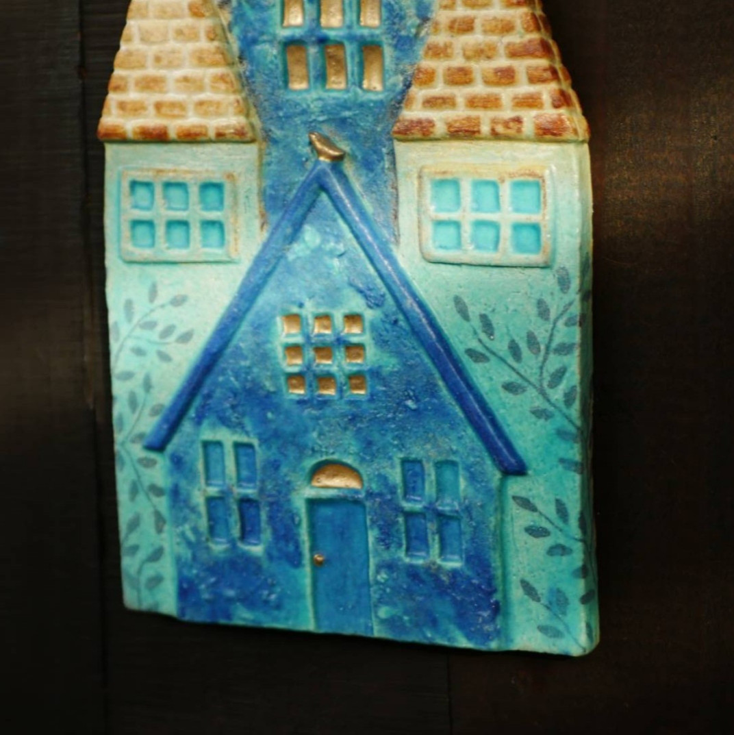 小鳥と青色のおうちの壁掛け no.9