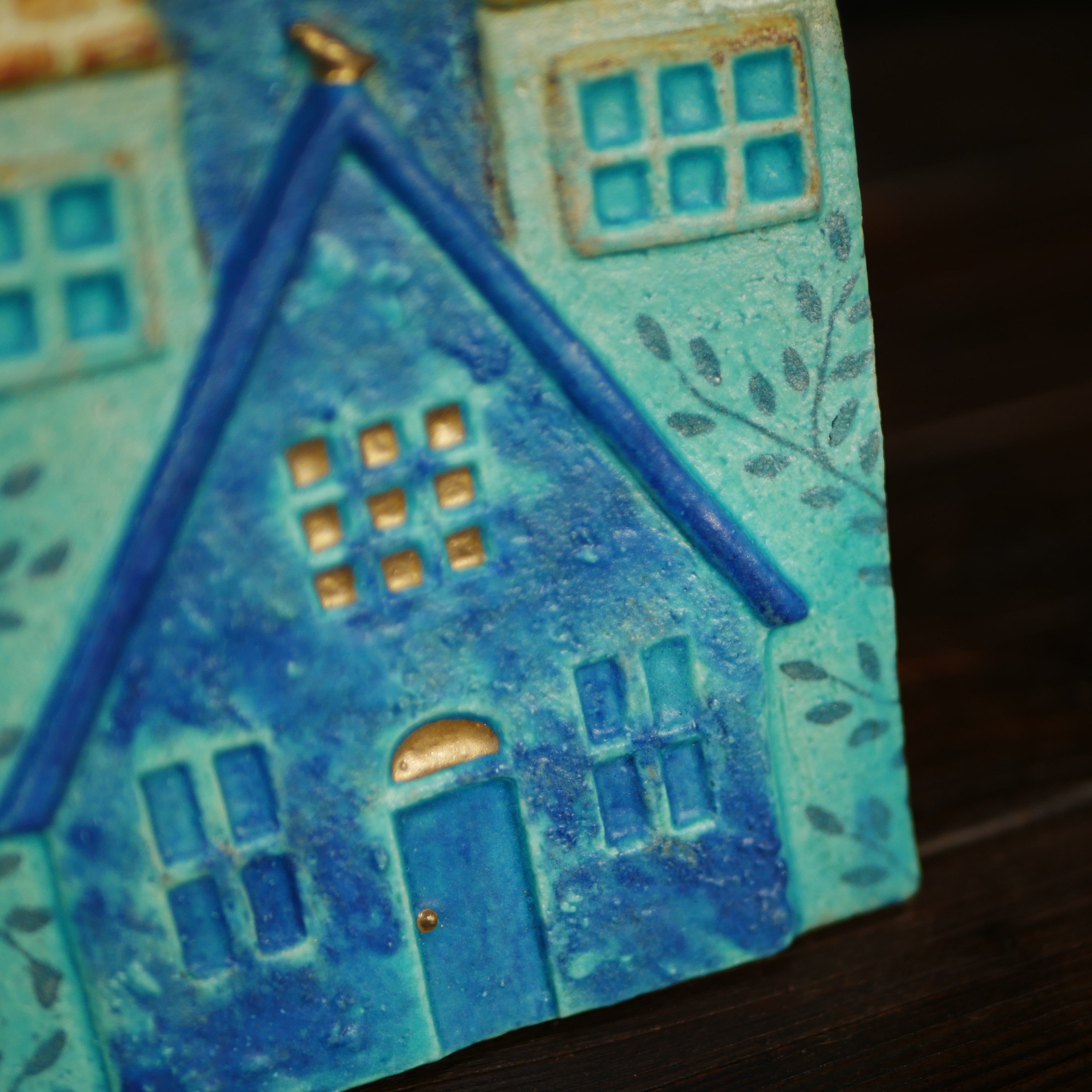 小鳥と青色のおうちの壁掛け no.9