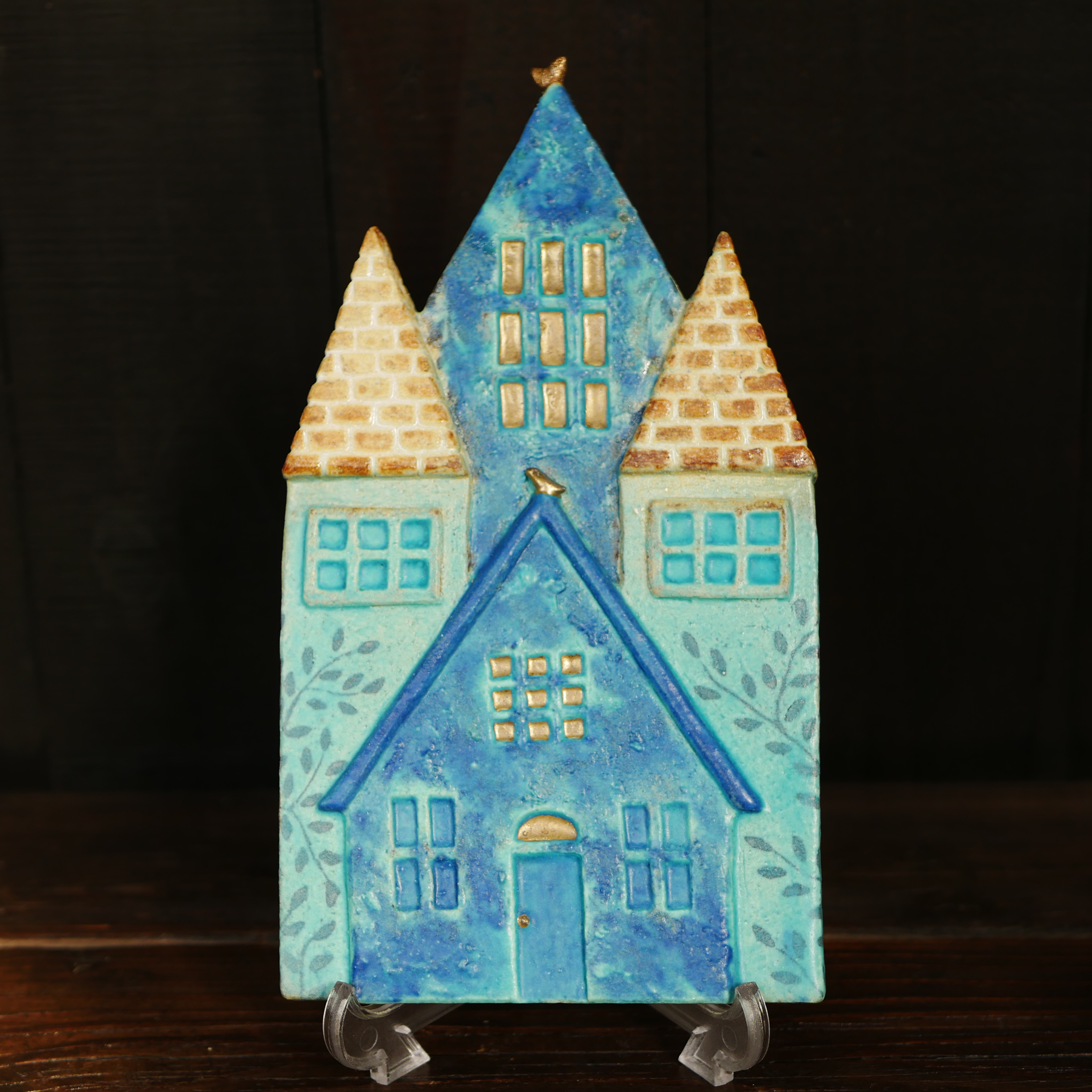 小鳥と青色のおうちの壁掛け no.9