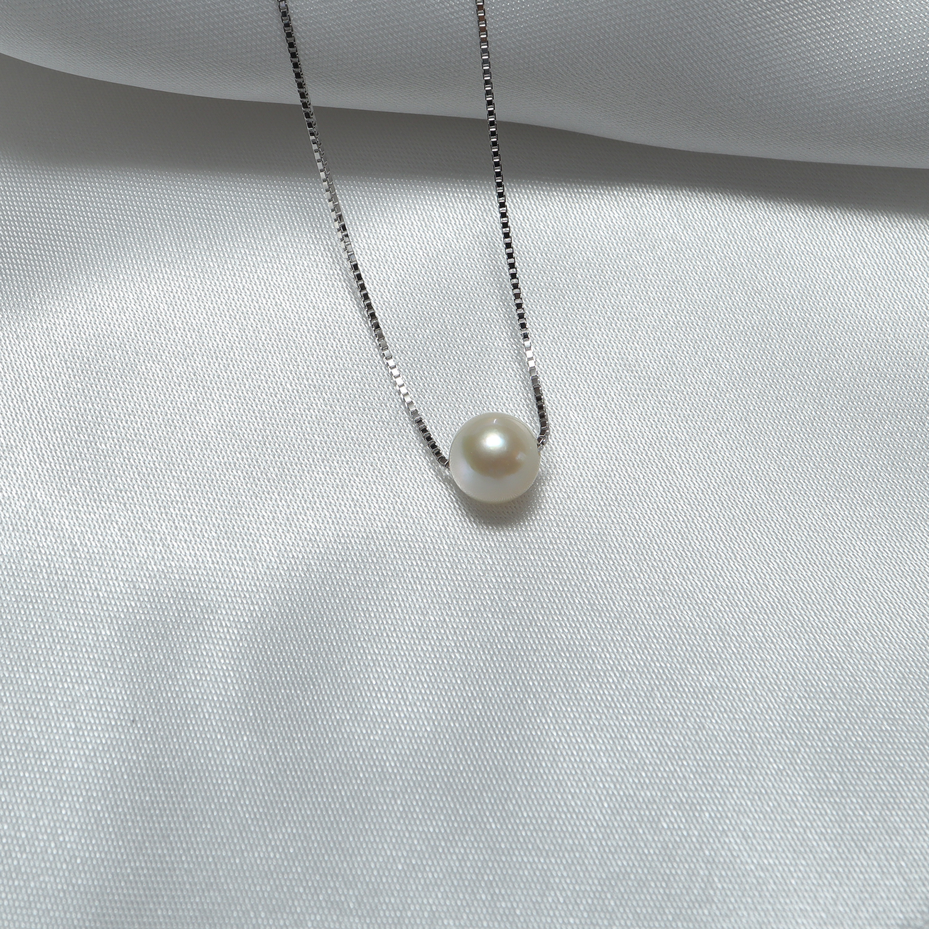 アコヤ真珠 ネックレス スルー 8.0-9.0mm SV925 ベネチアンチェーン