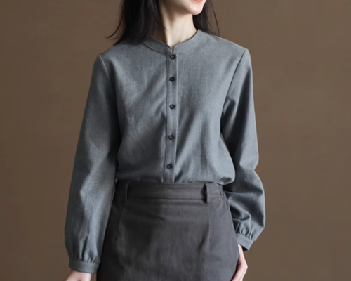新作 .品質.綿麻シャツ. ブラウス .長袖スタンドカラーシャツ .S-XL