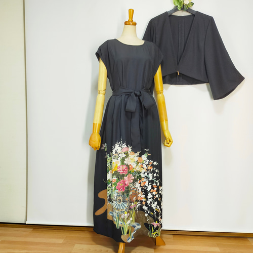 着物リメイクワンピー207 訳あり]着物 リメイク ワンピース ドレス