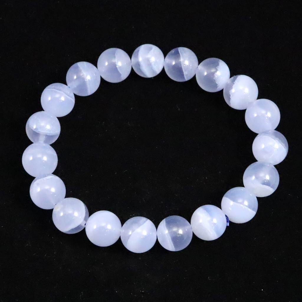 ブルーレースアゲート 空色縞瑪瑙  10mmブレスレット 30.4g #26165