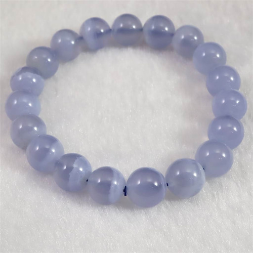 青色アゲート ブルーレースアゲート 空色縞瑪瑙 10mmブレスレット 30.6g #51379