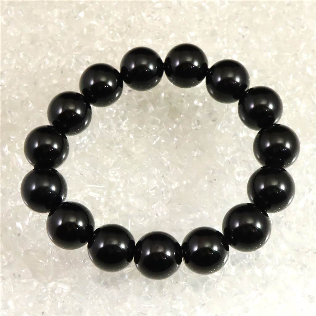 チベット産 天然モリオン水晶 4A  14mm玉 ブレスレット 55.4g #37213