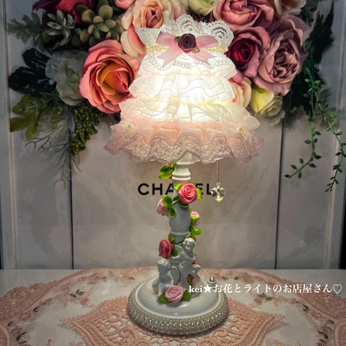 姫系 ローズ 薔薇 クリスタルスタンド スワロフスキー 間接照明 姫系 ローズ 薔薇 クリスタルスタンド スワロフスキー 間接照明