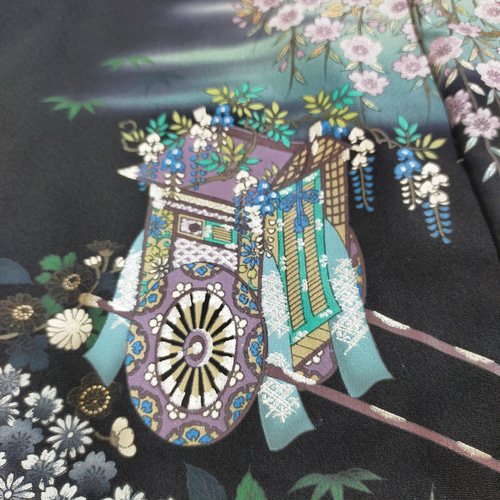 黒留袖アンサンブル*フレンチワンピ+フレア袖ボレロ*リボン付き*着物