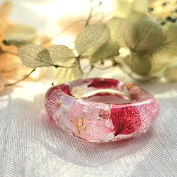 ボタニカル レジンリング ドライフラワー ブルーグリーン ハーバー