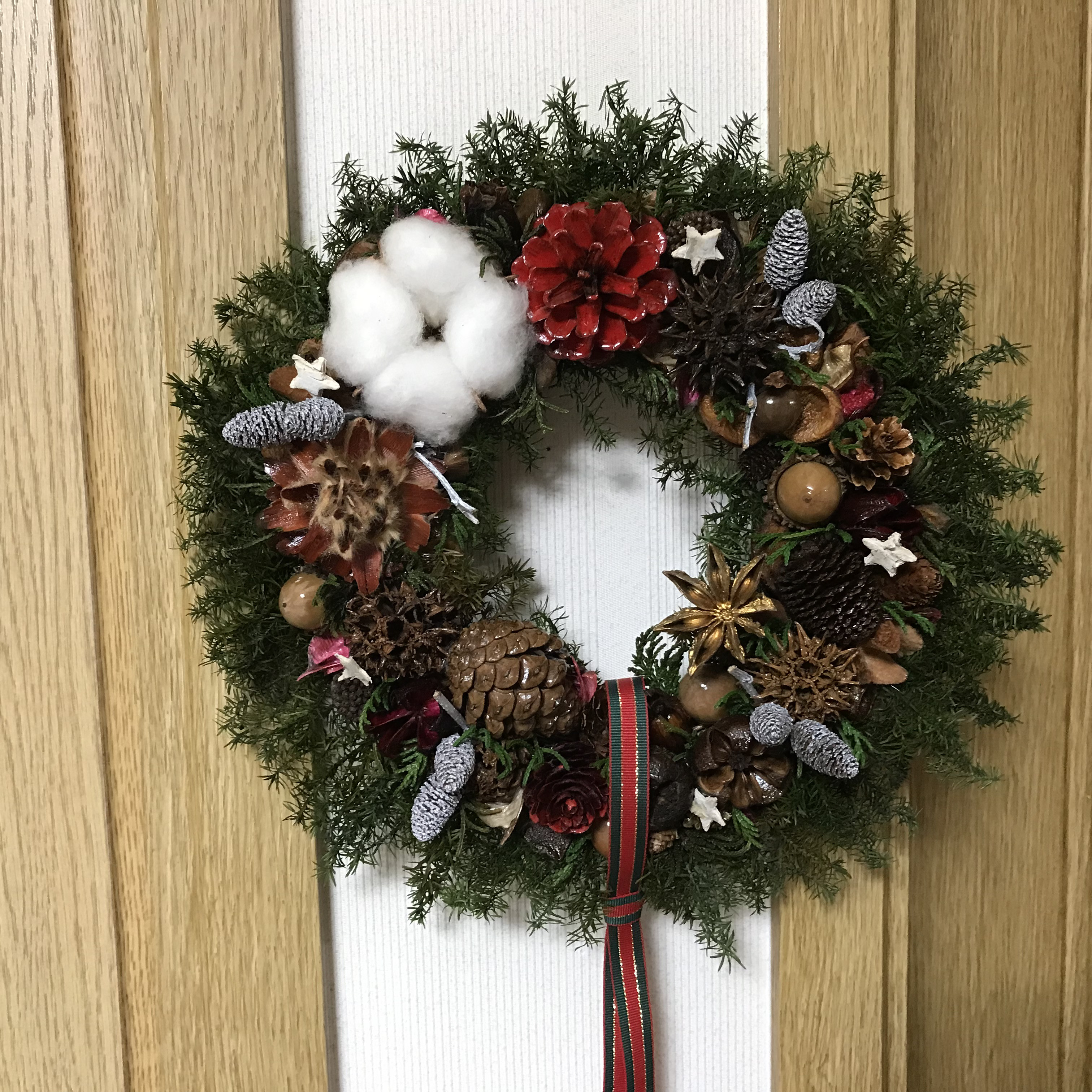 《新作＊X'mas》シックでお洒落な煌めく聖夜の五つ星リース (受注制作）