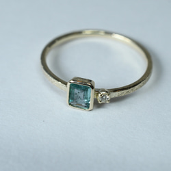 K10　ブルーグリーンコーネルピンとダイヤモンドのテクスチャーリング【1点もの】 11枚目の画像