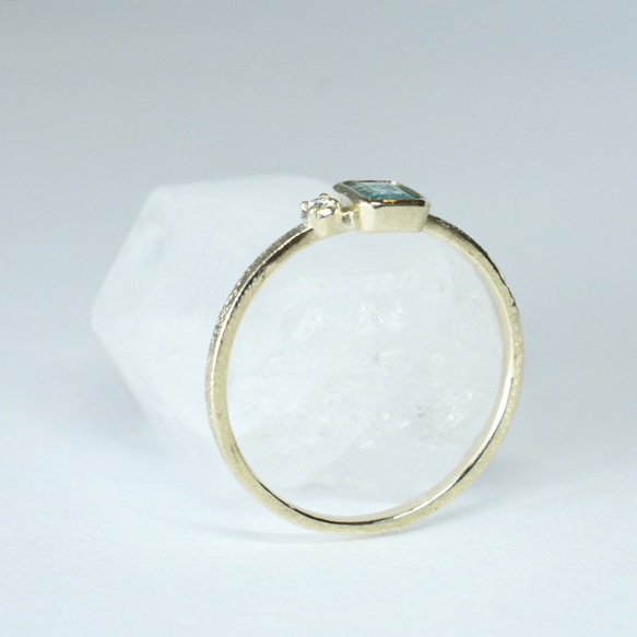 K10　ブルーグリーンコーネルピンとダイヤモンドのテクスチャーリング【1点もの】 8枚目の画像