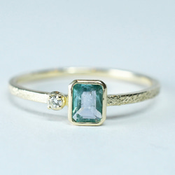 K10　ブルーグリーンコーネルピンとダイヤモンドのテクスチャーリング【1点もの】 2枚目の画像