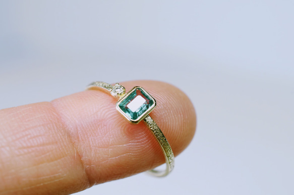 K10　ブルーグリーンコーネルピンとダイヤモンドのテクスチャーリング【1点もの】 10枚目の画像