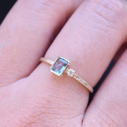 K10　ブルーグリーンコーネルピンとダイヤモンドのテクスチャーリング【1点もの】 9枚目の画像