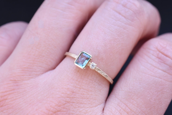 K10　ブルーグリーンコーネルピンとダイヤモンドのテクスチャーリング【1点もの】 9枚目の画像