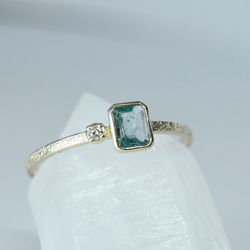 K10　ブルーグリーンコーネルピンとダイヤモンドのテクスチャーリング【1点もの】 7枚目の画像