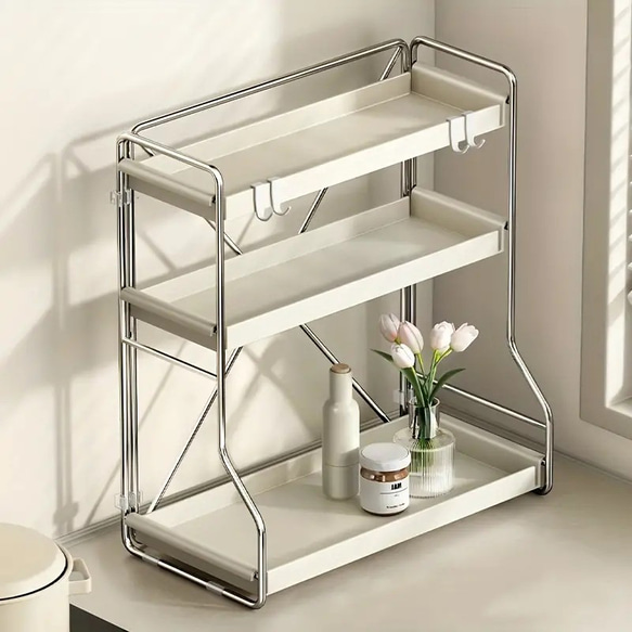 小物 収納 ラック 化粧品収納 3層 キッチン収納棚 調味料メイクアップオーガナイザー おしゃれ 北欧 C-215 5枚目の画像