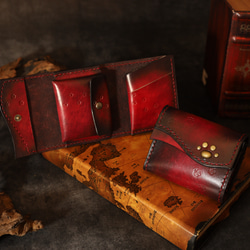 【ハンドメイド】オーダー赤い魚仕様　猫のバイカーズウォレット　財布 ハンドメイド】猫のバイカーズウォレット 財布 赤い魚 ハンドメイド