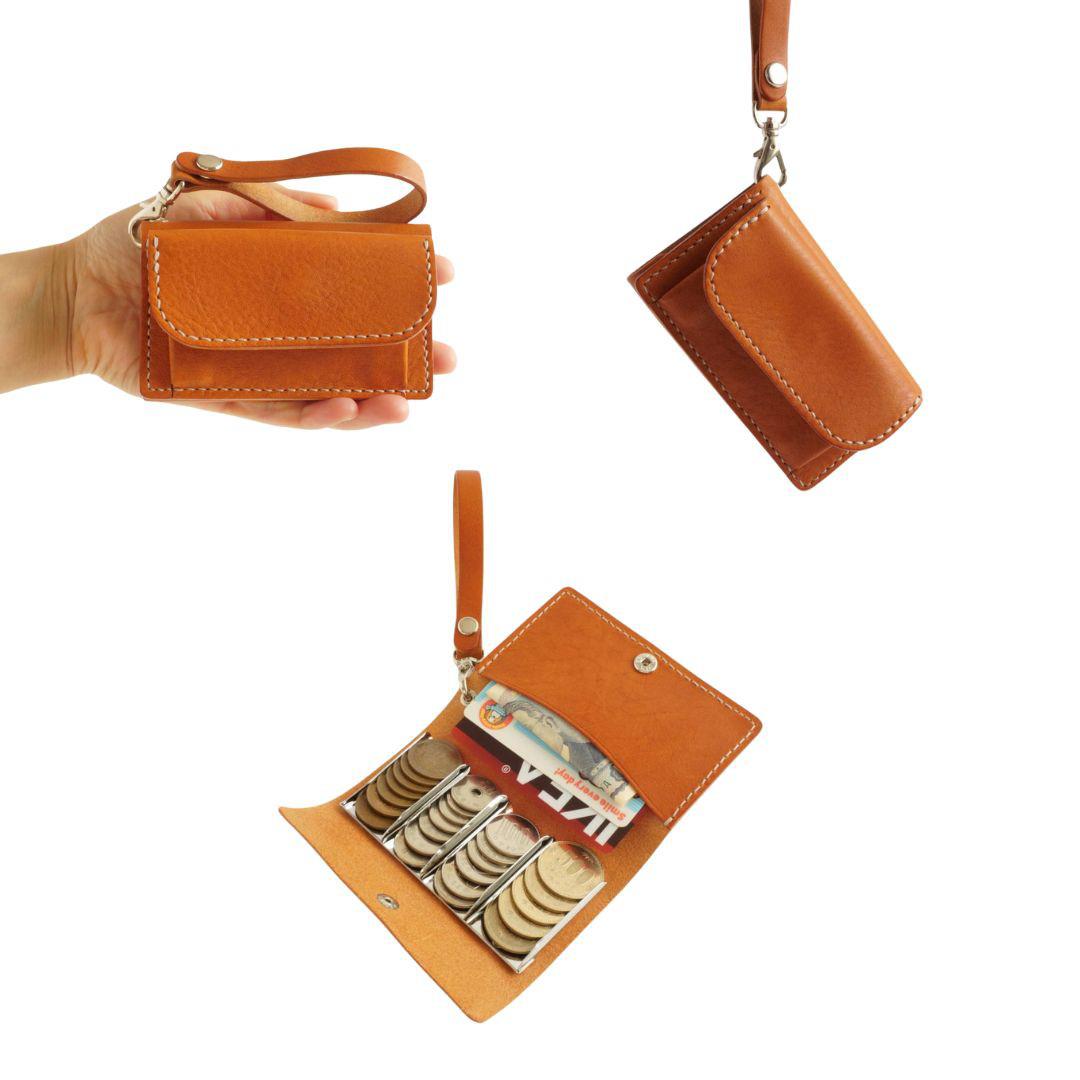 新作登場！ストラップ付き2wayイタリアンレザーコインケース コインキャッチャー手のひらサイズで便利