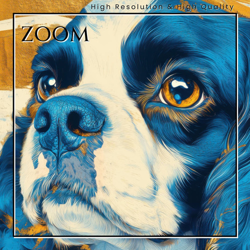 ブランド一覧 | ワールド オンラインストア 青と金 - No.2 キャバリア・キングチャールズ・スパニエル犬 絵画